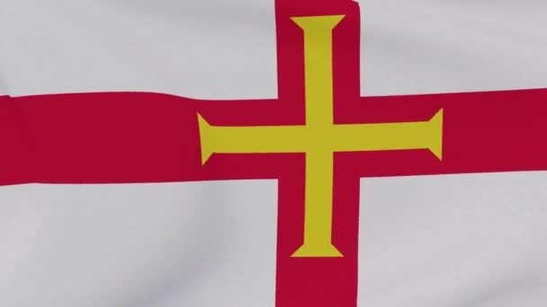 格恩西岛爱国、国家自由、无缝循环旗帜 — 图库视频影像