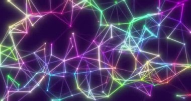 Motion Loop Arkaplan Soyut Dinamik Pleksus Fütürist Teknoloji. 3D görüntüleme, kusursuz döngü