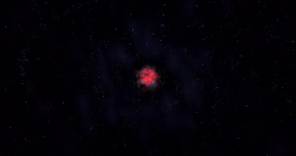 Eine Spiralgalaxie bewegt sich um den abstrakten Weltraum Hintergrund Sternenraum, die Bildung von Sternen und Planeten tiefen Raum Footage Teilchen glühenden Hintergrund dramatische Szene des Weltraums 4k Video rendern Animation — Stockvideo
