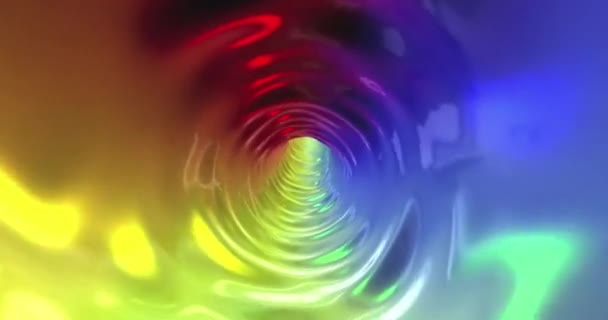 Licht aan het einde van de tunnel, tot diep in de kleurrijke regenboogtunnel. Achtergrond animatie van naadloze lussen — Stockvideo