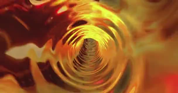 Abstracte achtergrond met een geanimeerde hypnotische tunnel gemaakt van vuur, metaal, glas of plastic. Animatie van een naadloze lus. — Stockvideo