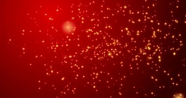 Kırmızı Sevgililer Günü arkaplanındaki altın konfeti ışıkları. Çin Yeni Yıl dokusu. 4k döngüsü