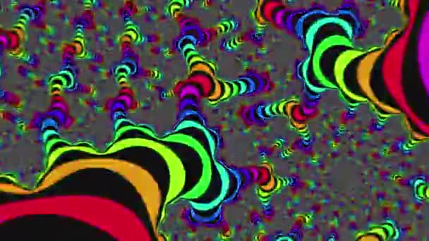 Gökkuşağı Fraktalına Doğru Içe Uçan Psikedelik Renkli Soyut Bir Arka — Stok video