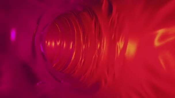 Túnel Vermelho Dourado Voo Túnel Faringe Ficção Científica Intestinos Veias — Vídeo de Stock