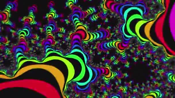 Psychodeliczne Kolorowe Wlatujące Środka Tęczowy Fraktal Ruch Punktowy Abstrakcyjnej Animacji — Wideo stockowe