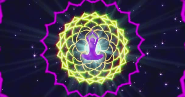 Looped Animation Enlightenment Multi Colored Energy Chakra Aura Fields Forming — Vídeo de Stock