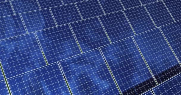 Οικολογία Πάνελ Σταθμών Ηλιακής Ενέργειας Στα Πεδία Της Πράσινης Ενέργειας — Αρχείο Βίντεο