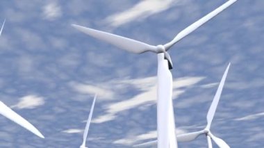Rüzgar türbinleri - karbon ayak izini azaltmak ve küresel ısınmaya karşı temiz yeşil rüzgar enerjisi. Yüksek kalite 4k görüntü