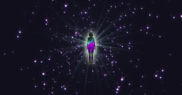 Looped Animation Enlightenment Multi Colored Energy Human Aura Fields Forming — Stockvideo