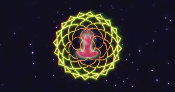 Smyčková Animace Osvícení Pestrobarevnou Energií Čakrových Aura Polí Tvořících Odlišné — Stock video