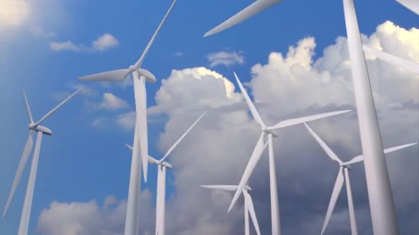 Wind Turbines Clean Green Wind Energy Reduce Carbon Footprint Global — ストック動画