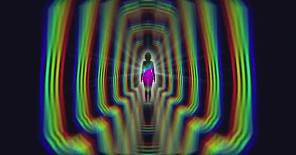 Looped Animation Enlightenment Multi Colored Energy Human Aura Fields Forming — Video