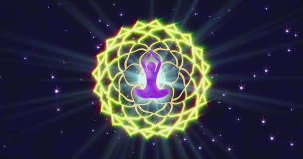 Looped Animation Enlightenment Multi Colored Energy Chakra Aura Fields Forming — Vídeo de stock