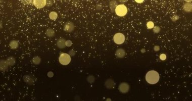 Animation of light golden sparks falling bokeh. High quality 4k footage