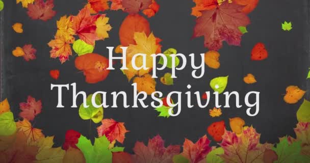 Animated Background Autumn Leaves Falling Dark Background Thanksgiving Concept Family — Video Stock