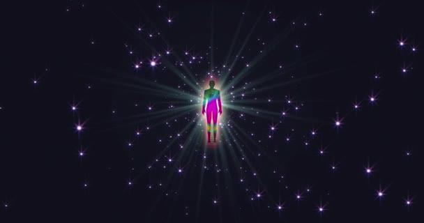 Looped Animation Enlightenment Multi Colored Energy Human Aura Fields Forming — Video Stock