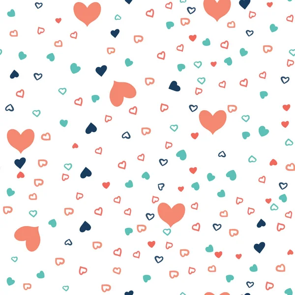 Motif sans couture avec des coeurs multicolores de différentes formes pour la Saint-Valentin ou mariage — Image vectorielle