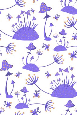 Alışılmadık mantar ve bitkilerle kusursuz desen