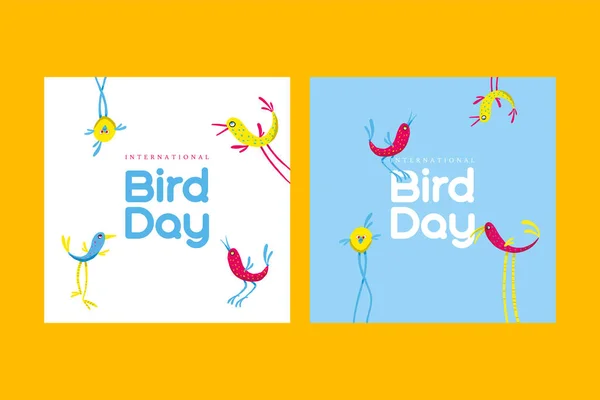 Καρτ ποστάλ για τη Διεθνή Ημέρα των Πουλιών — Διανυσματικό Αρχείο