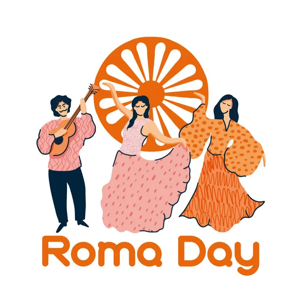 Internationaler romani tag am 8. april vektordesign mit rumänischer fahne — Stockvektor