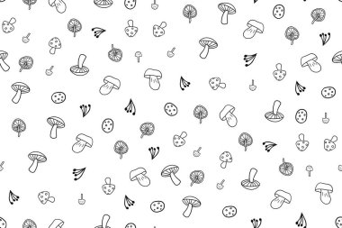 Kusursuz siyah beyaz mantarlı desen