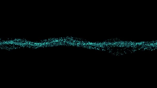 Abstract Digital Animation Vanishing Blue Particle Wave Black Background — Stock Video