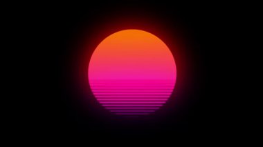 Parlayan retro güneş soyut animasyonu. 80 'ler Arkaplan Döngüsü.