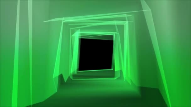 Kleurrijke Abstracte Vlucht Naar Leegte Vierkante Tunnel Animatie — Stockvideo