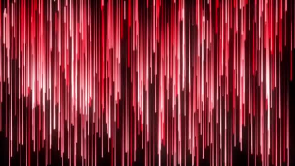 Červený Zářící Déšť Neonové Čáry Padající Dolů Animace Pozadí — Stock video