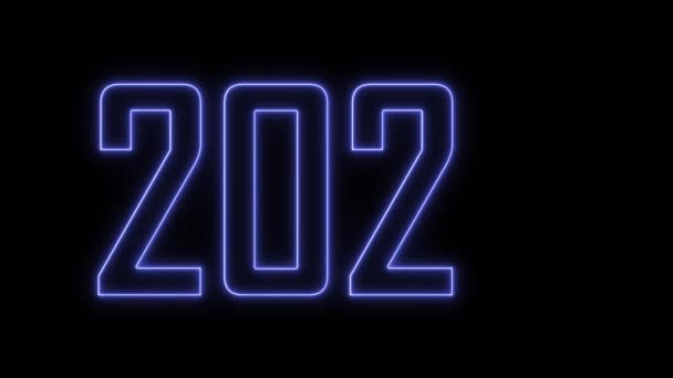 Gott Nytt 2022 Neon Text Animation 2022 Svart Bakgrund — Stockvideo