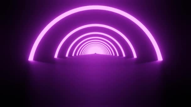 Túnel Círculo Forma Luces Neón Rosa Animación Abstracta — Vídeos de Stock