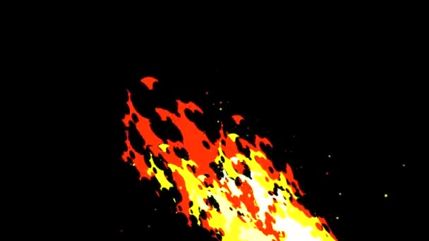 火のアニメーション 黒を背景に漫画火のアニメーション — ストック動画