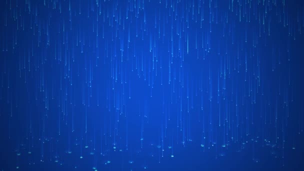 Digital Blue Rain Loop Animation Abstract Technology Background Moving Particles — Video Stock