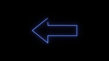 Siyah arkaplanda parlayan mavi neon ok sembolü sol animasyon.