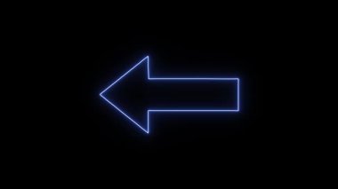 Siyah arkaplanda parlayan mavi neon ok sembolü sol animasyon.
