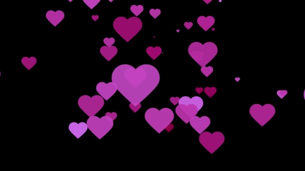 Flying Pink Hearts Animação Abstrata Dia Dos Namorados Fundo — Vídeo de Stock