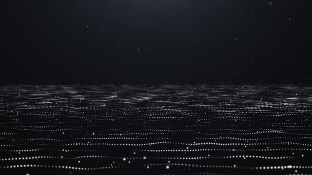 Abstraktes Wellenpartikel Vor Dunklem Hintergrund Animation Digitaler Technologie — Stockvideo