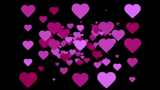 Flying Pink Hearts Abstract Animation Valentine Day Background — Stock video