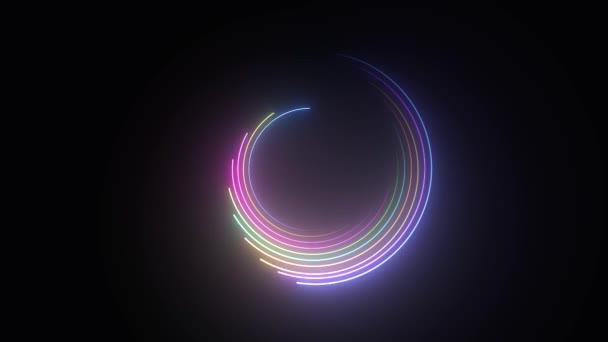 Neon abstrakten Hintergrund mit bunten Kreis. — Stockvideo