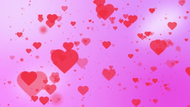 Flying Pink Hearts abstrakcyjna animacja. — Wideo stockowe