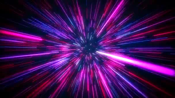 Hyperspace saltare in colorato attraverso le stelle in uno spazio lontano. — Video Stock