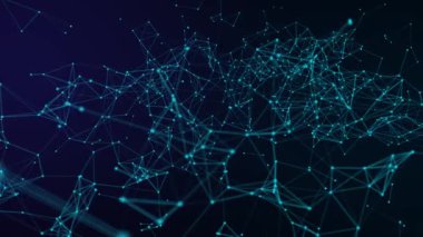 Plexus görüntü animasyonunu çiziyor. Geleceksel mavi arkaplan. 