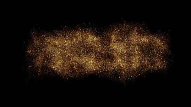 Brillantes partículas de oro en una animación de fondo negro. — Vídeos de Stock