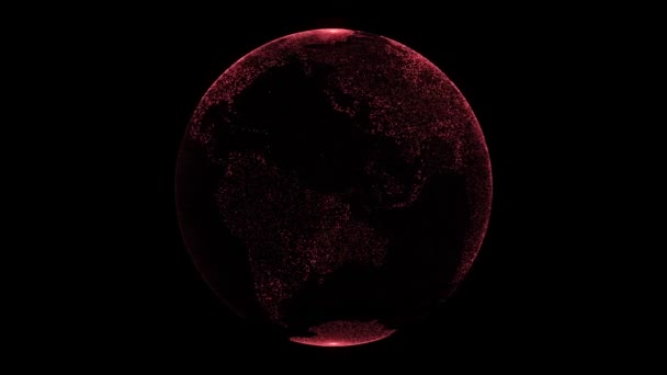 Cyfrowa czerwona planeta Ziemia na czarnym tle. — Wideo stockowe
