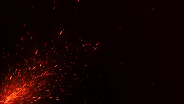 Flammes de feu avec étincelles animation abstraite. — Video