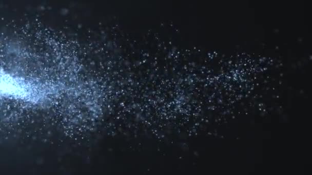 Mavi parçacıklar yatay olarak soyut animasyon olarak hareket ediyor — Stok video