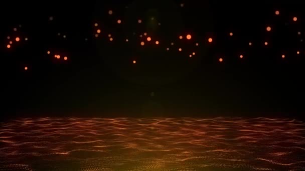 Λαμπερό πορτοκαλί σωματίδια πέφτουν κάτω σε γραμμές animation. — Αρχείο Βίντεο
