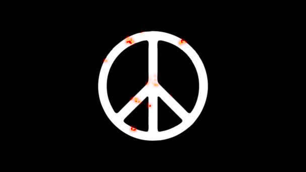 Símbolo de paz ardiente animación abstracta. — Vídeo de stock