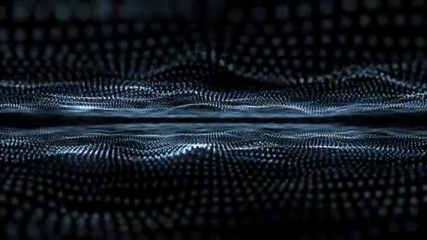 Animacja abstrakcyjna cyfrowa fala niebieskich cząstek. — Wideo stockowe