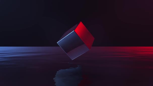 Вращающийся куб 3D анимация формы. — стоковое видео